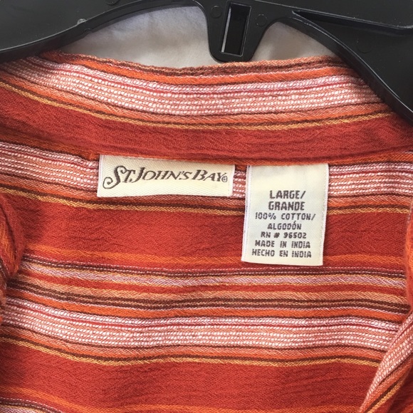 St. John’s Bay | Orange Striped Blouse - L - Picture 7 of 7